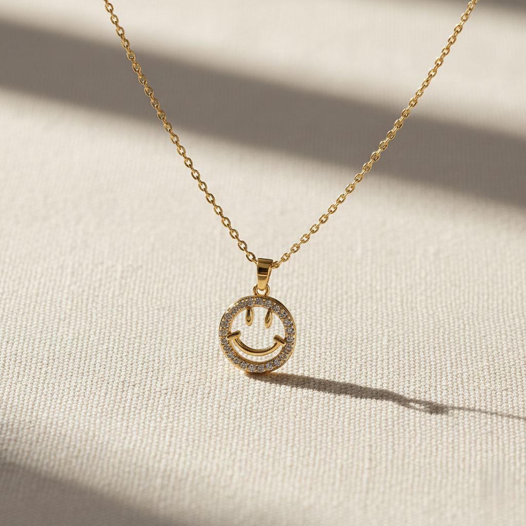 Simley With Chain Smiley Pendant Chain - Gold | Fashion Jewelry | HAGIDY